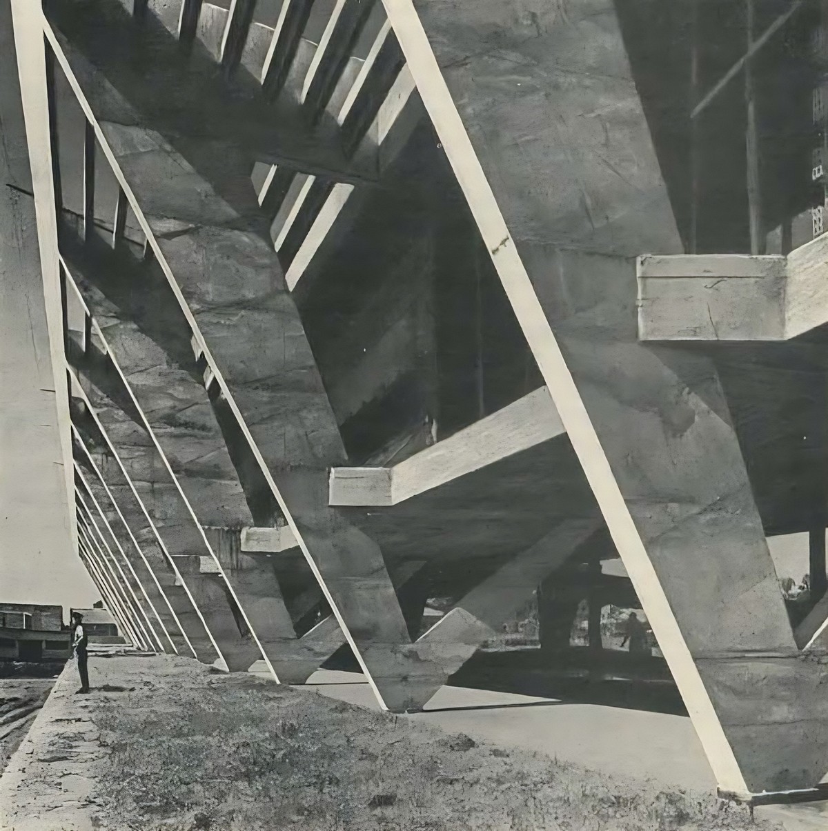 Экспериментальная школа в Асунсьоне (Парагвай). 1953 г. Вид в процессе строительства