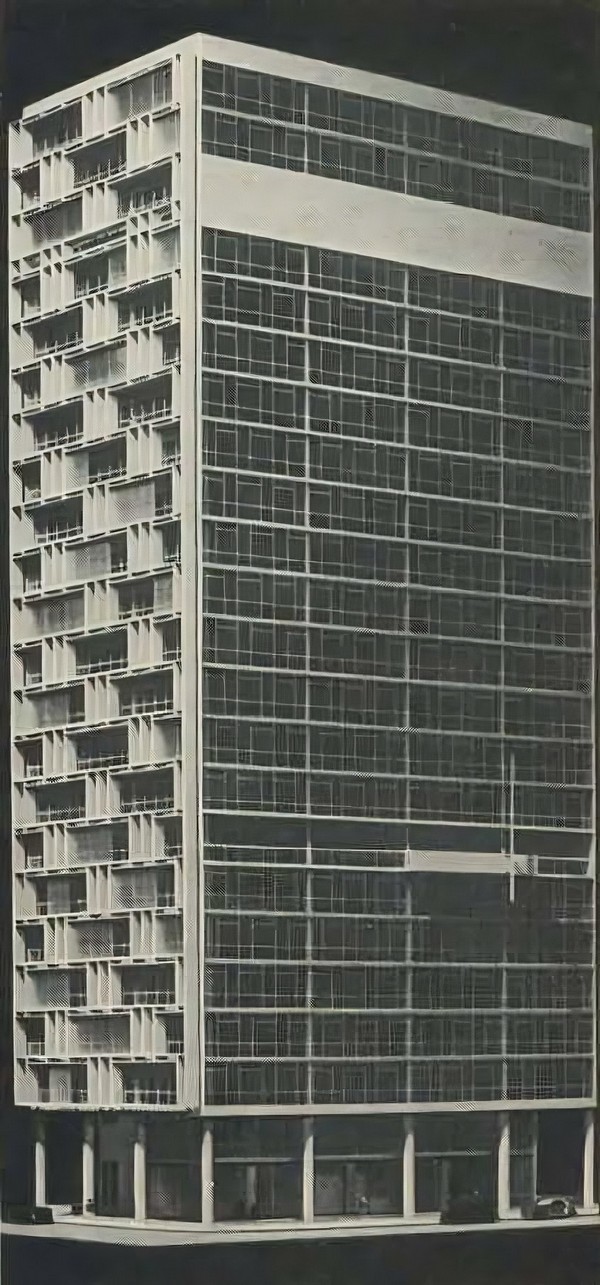 Здание страховой компании Монтепиу в Рио-де-Жанейро. Проект 1957 г. Фото с макета
