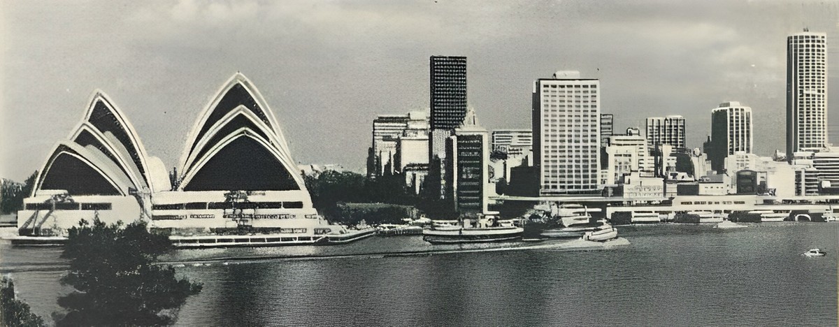 Здание Оперного театра в Сиднее в процессе строительства. 1966 г.