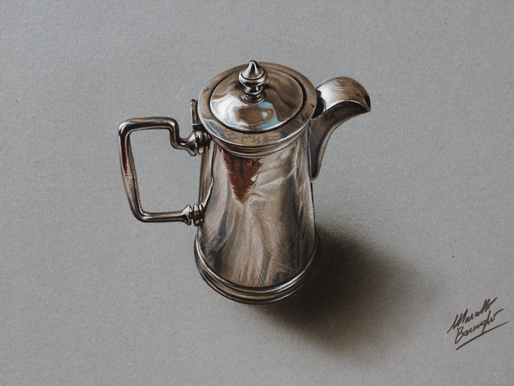 © Marcello Barenghi. Серебряный кувшин (Silver pitcher). Время рисования: 3 часа 32 минуты
