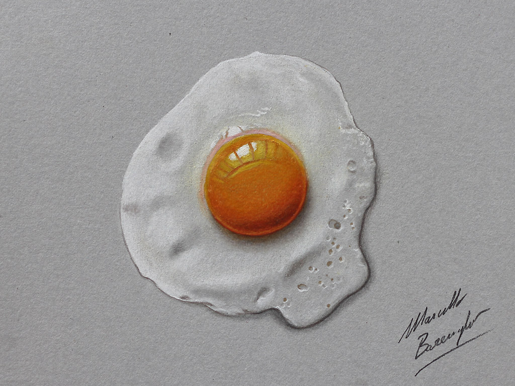 © Marcello Barenghi. Жареное яйцо (A perfectly fried egg). Время рисования: 1 час 35 минут