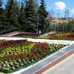 Цветники возле памятника "Навеки с Россией"(2010).