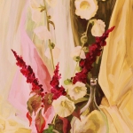 Натюрморт с мальвой. Бумага, акрил.