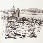 Провинция. Картон, гелевая ручка. Провинция. Картон, гелевая ручка.