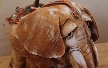 Подставка для аромо — слон. Шамот, фаянс, глина, смальта.